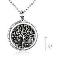 Ashes Keepsake 925 Sterling Silver Tree of Life Cremation Urn Necklace With Picture Holder