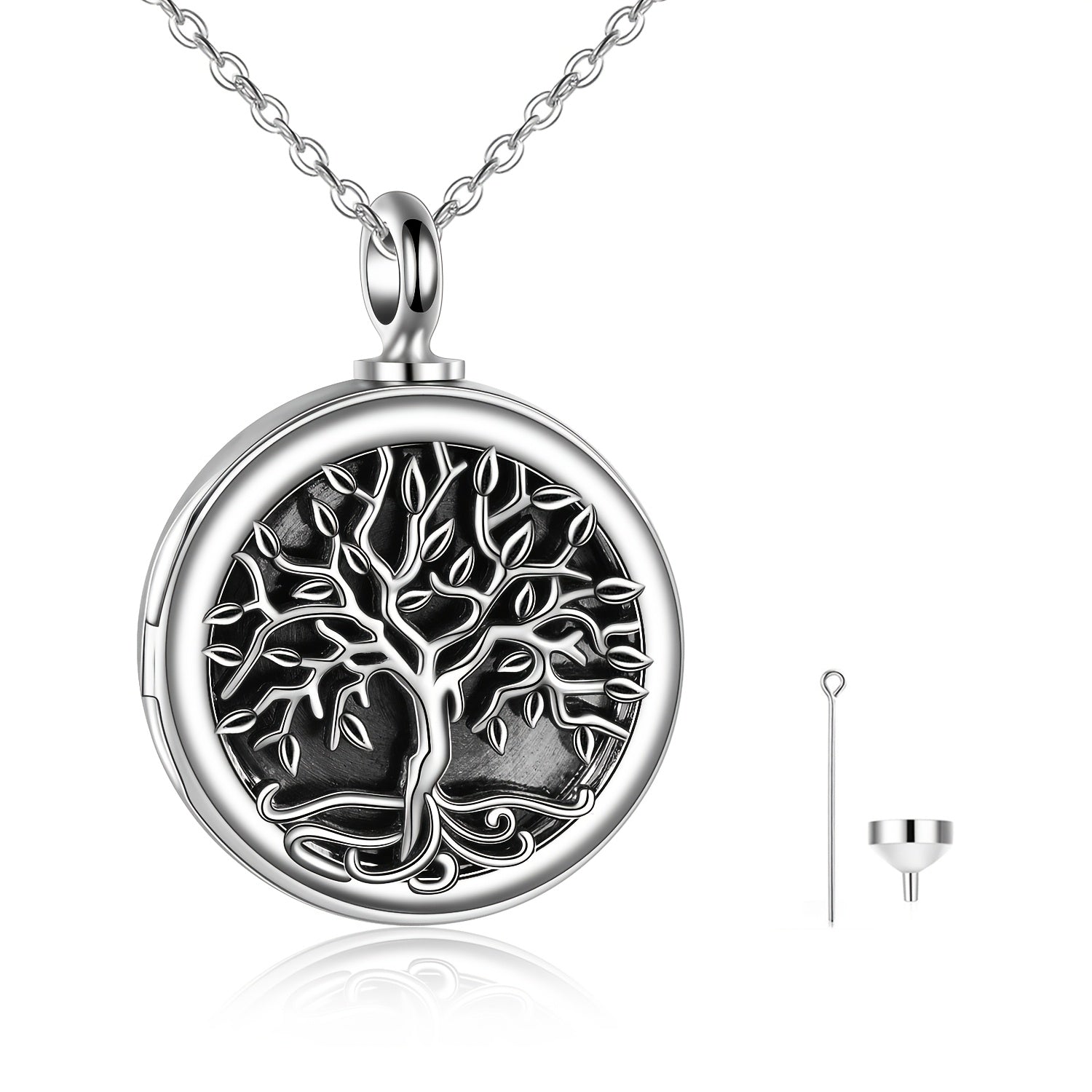 Ashes Keepsake 925 Sterling Silver Tree of Life Cremation Urn Necklace With Picture Holder