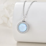 Ashes Keepsake 925 Sterling Silver Opal Urn Necklace For Cremation Ashes