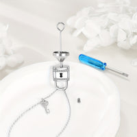 Ashes Keepsake Padlock Urn Necklace 925 Sterling Silver Key with Lock Cremation Jewelry