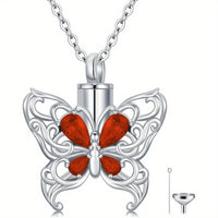 Ashes Keepsake 925 Silver Butterfly Urn Necklace, Cremation Jewelry For Ashes